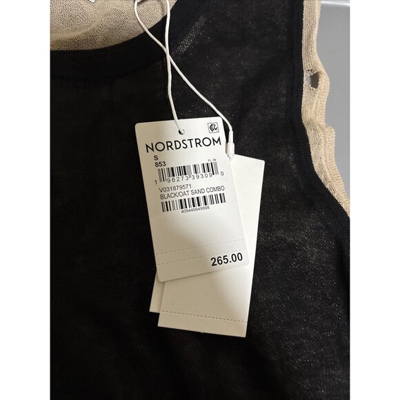 VINCE NWT Double-Layer Knit Shell Black/oat Sand Combo Size Small - Picture 2 of 6